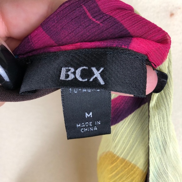 BCX Ruffle Keyhole Floral Sleeveless Halter Blouse Medium Blue Yellow - Picture 9 of 10